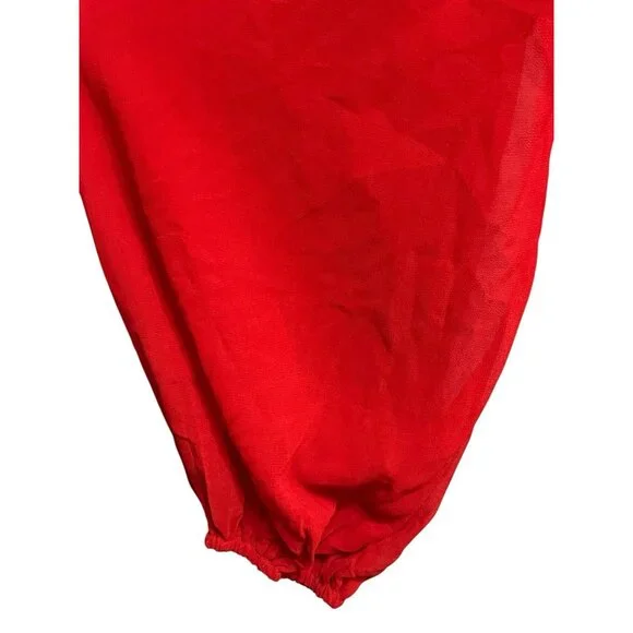 Hello Molly Women's Mini Dress Size 2‎ Red Ruched Tie Balloon L/S Tangy Bellini - Picture 7 of 16